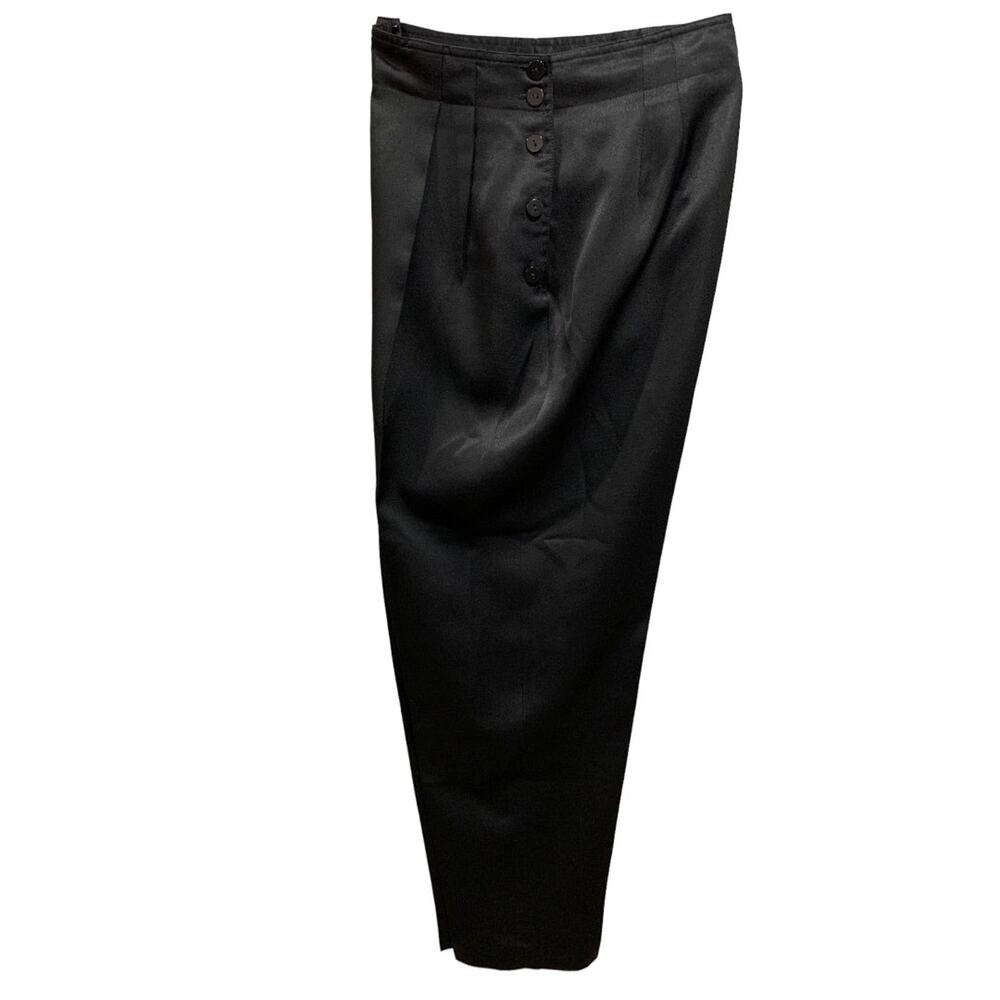12P Chaus Petites Vintage Y2K Women's Satin Black Side Button Pants